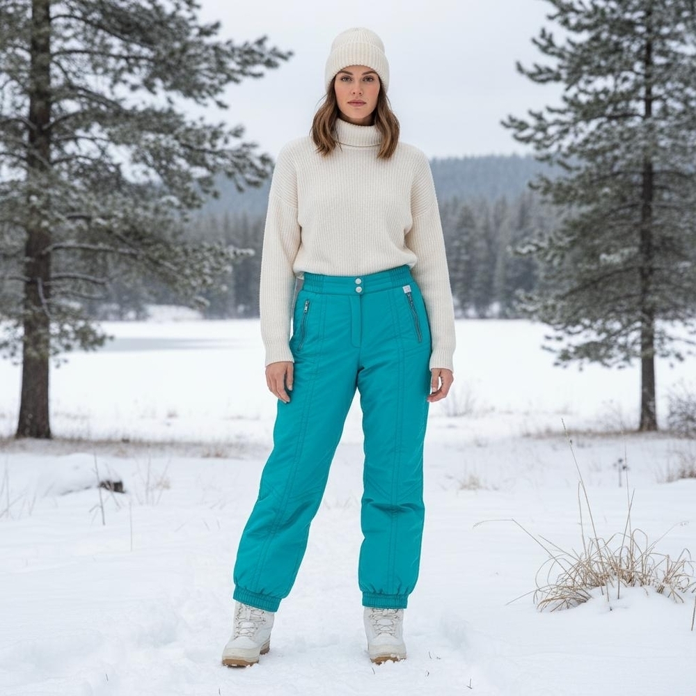 Kaelin Ski 24k Gold Collection Vintage 80's  Turquoise Blue Ski Pants Size 8